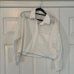 White Cropped Button-Up Shirt